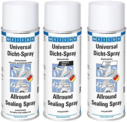 WEICON 12-11555400 grau Universal Dicht-Spray 12er-Set – 400 ml haftstarker Sprühkunststoff 12 Dosen