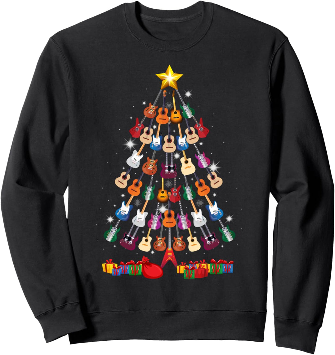 Guitar Christmas Tree Shirt Funny Guitarist Merry Xmas Gift Sweatshirt