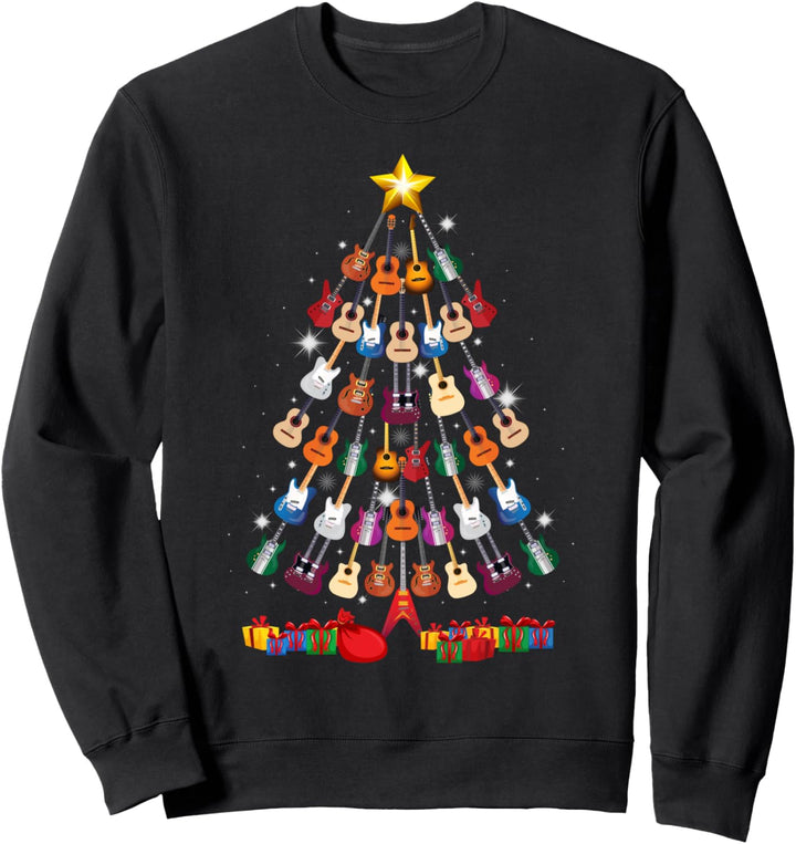 Guitar Christmas Tree Shirt Funny Guitarist Merry Xmas Gift Sweatshirt