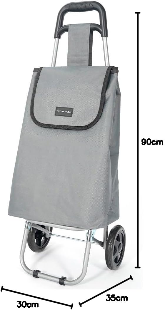 Einkaufstrolley 35 L – Klappbar, leicht & robust, mit Alugestell, Reissverschlusstasche & Klettversc
