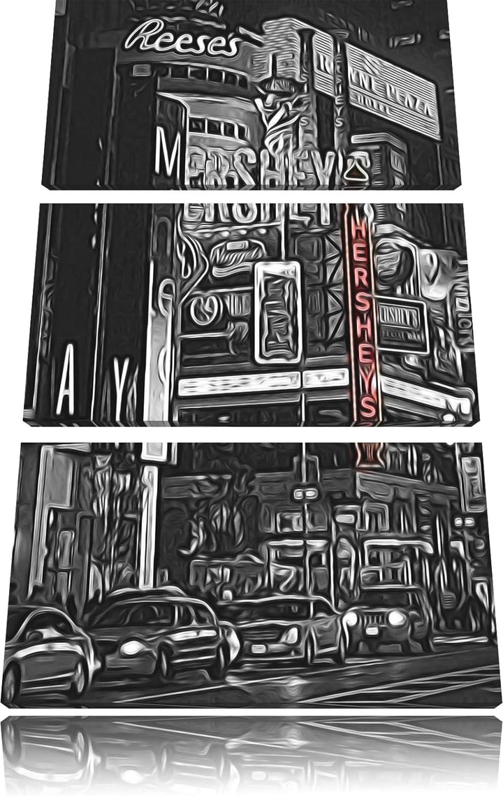 berühmtes Hershey's in New York schwarz/weiss Spezial 3-Teiler Leinwandbild 120x80 Bild auf Leinwand
