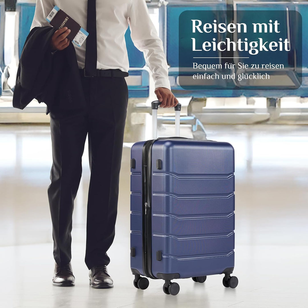 Sweetcrispy Kofferset 3 Teilig Hartschale-Reisekoffer Set ABS+PC Erweiterbar, TSA Schloss, Leise 360