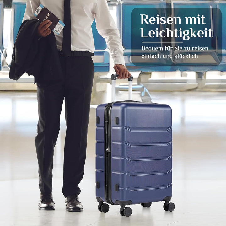 Sweetcrispy Kofferset 3 Teilig Hartschale-Reisekoffer Set ABS+PC Erweiterbar, TSA Schloss, Leise 360