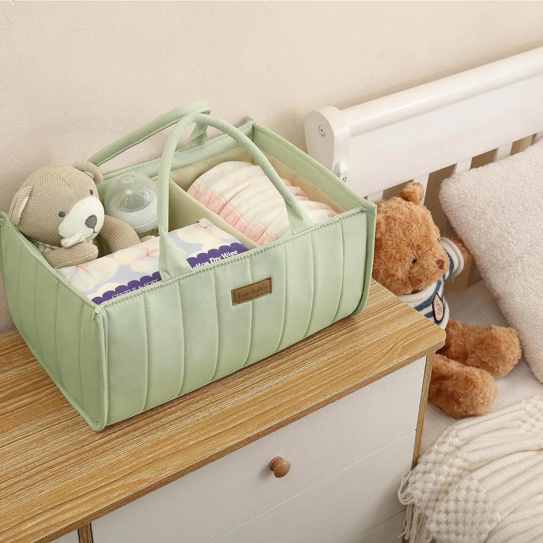 Wickeltasche Organizer, Baby Aufbewahrungskorb mit Herausnehmbaren Fächern, Windeltasche als Geschen