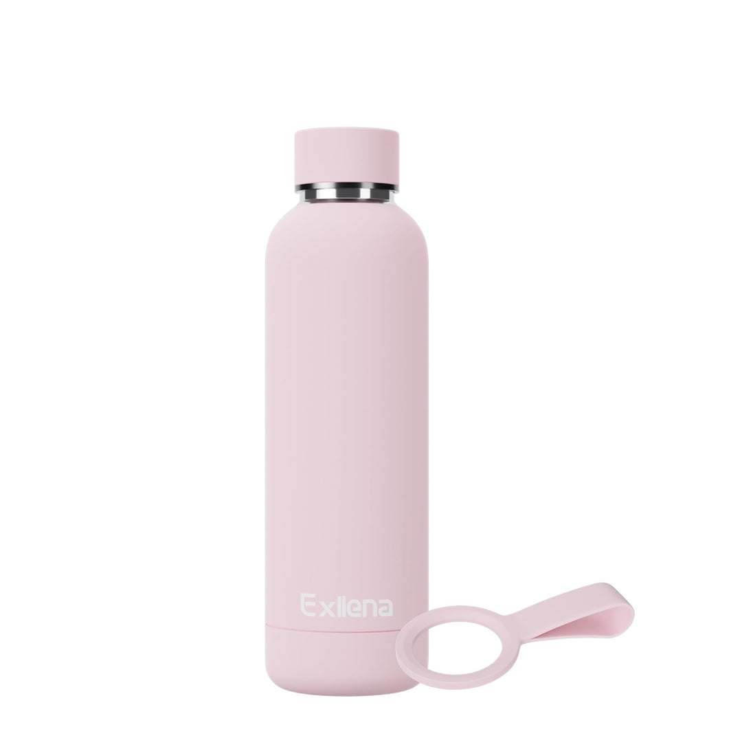 Exllena Trinkflasche Edelstahl 500ml - Hochwertige Thermosflasche Mit Silikongriff für Sport, Büro u