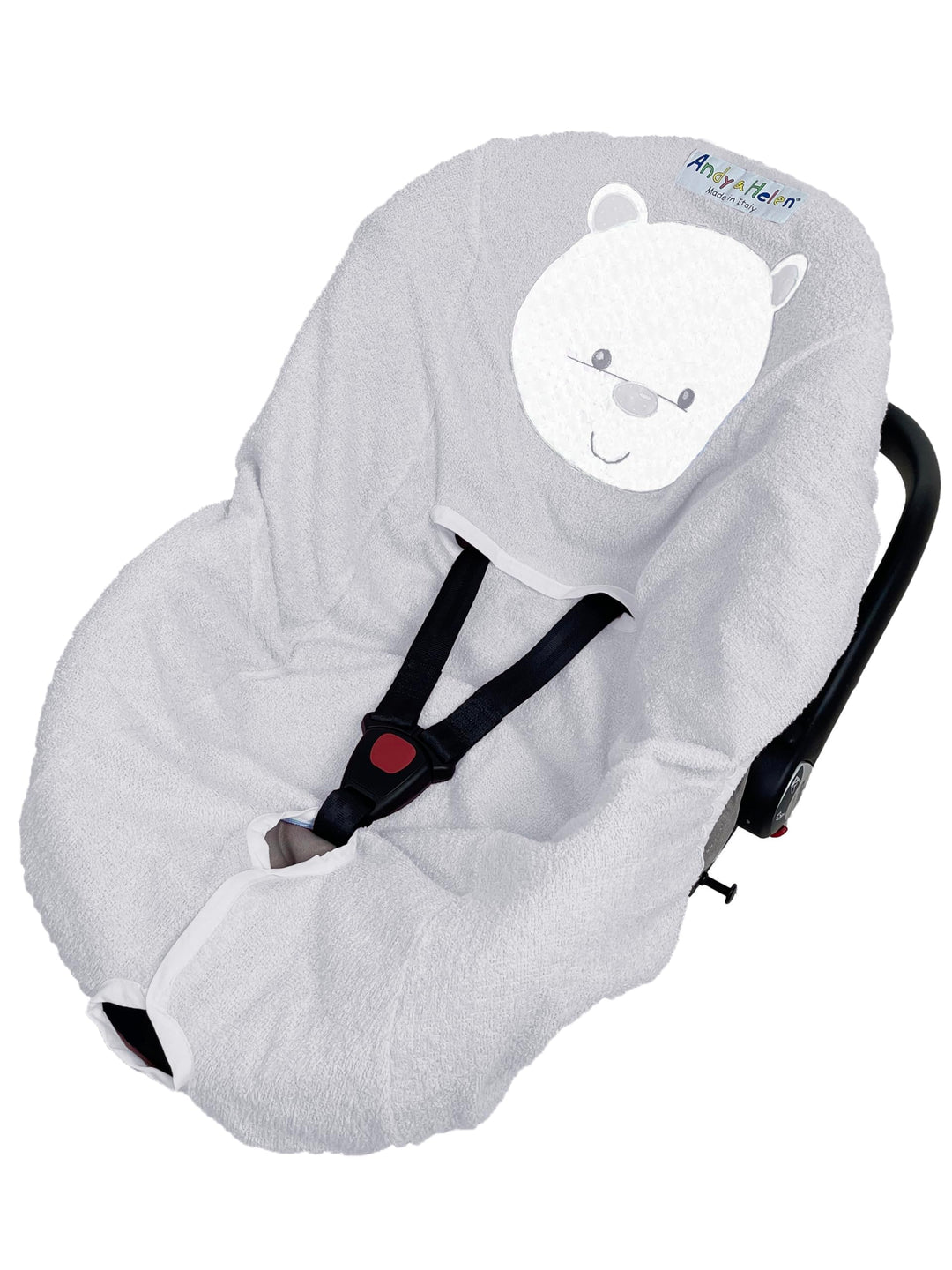Andy & Helen Frottee-Bezug für Babyschalen Bestickt. Praktisch und bequem zu beziehen Dank Gummizug