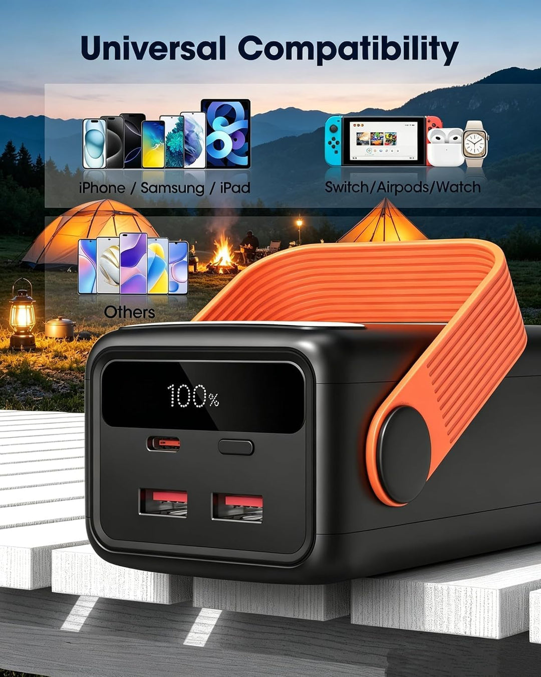 65W Power Bank 60000mAh Grosse Kapazität, USB C Schnell Aufladende Powerbank 3 Ausgänge, Tragbares E