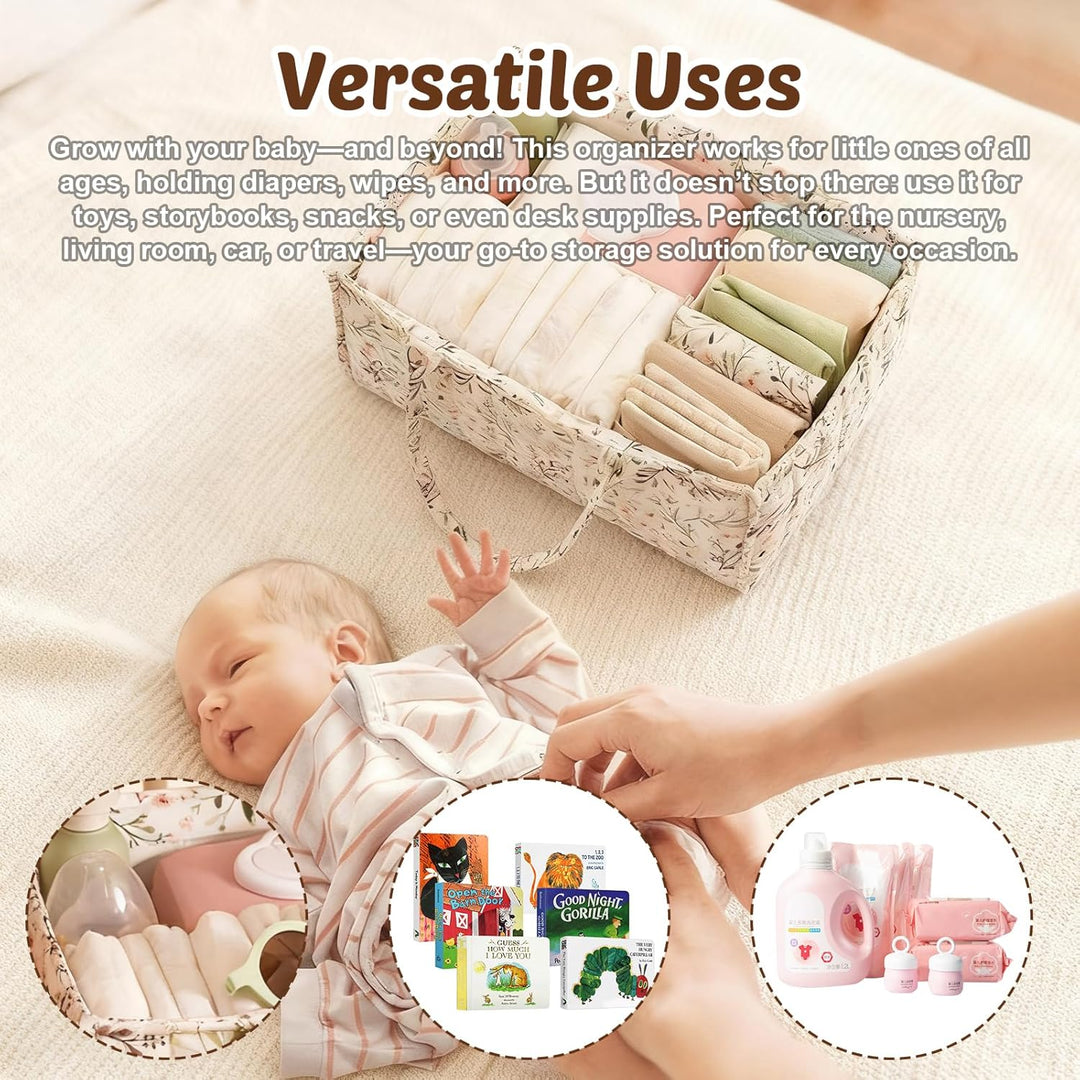 Wickeltasche Organizer, Baby Windel Caddy Organizer, 38x25.5x18cmcm Wickel Organizer mit Fächern & G