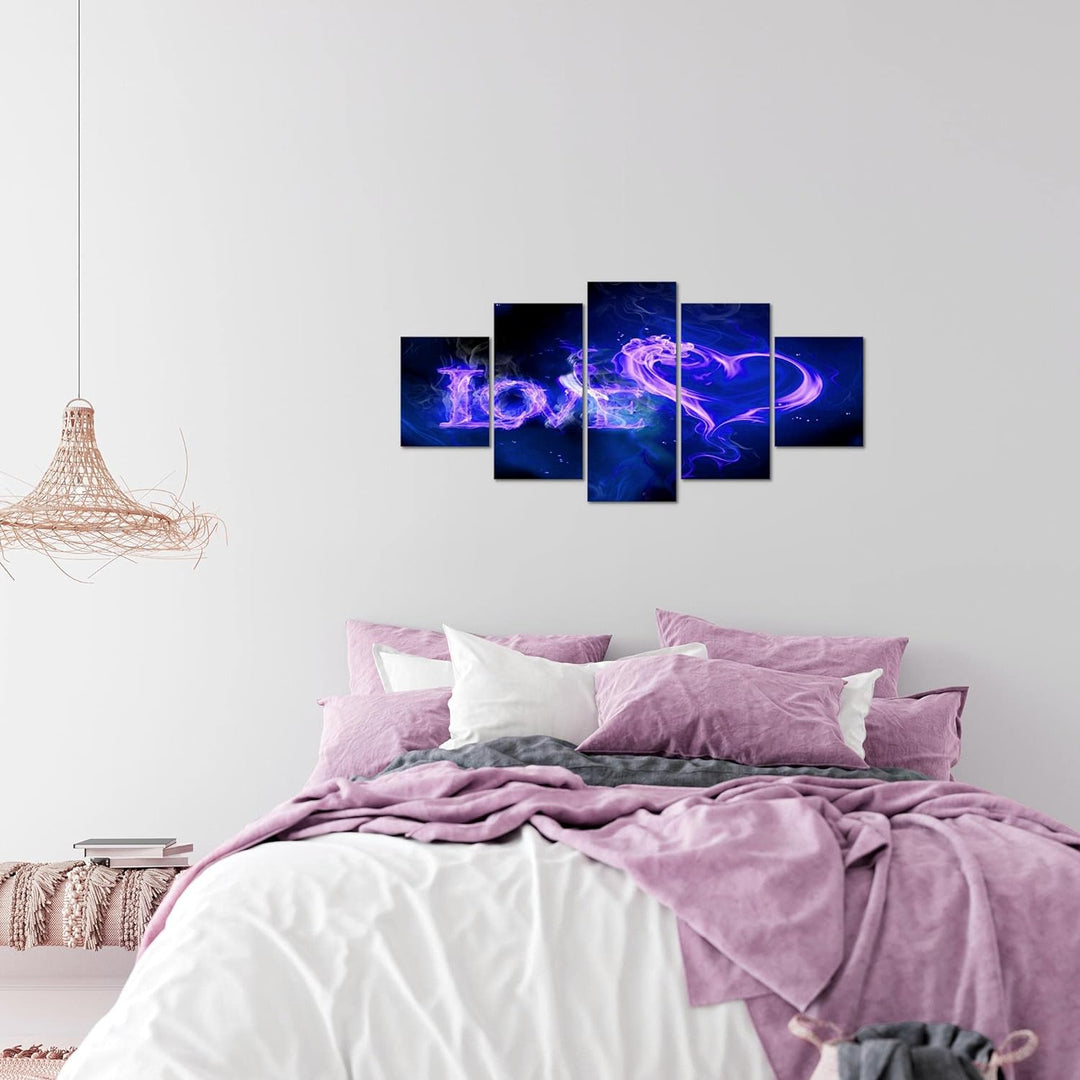 Runa Art Wandbilder Abstrakt Feuer Love 5 Teilig Bild auf Vlies Leinwand Deko Wohnzimmer Schlafzimme