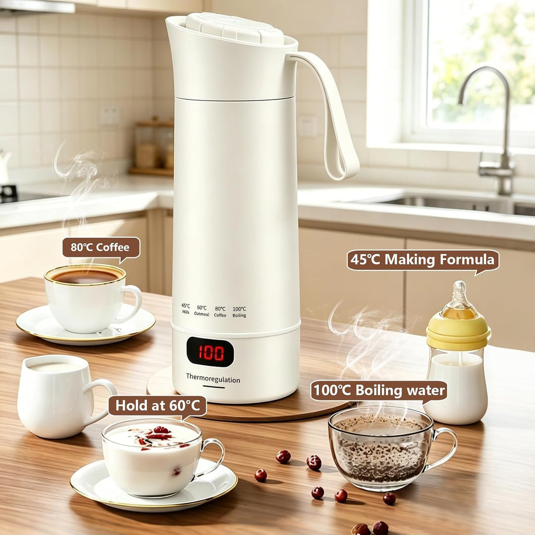 Reisewasserkocher Klein 400ml-4 Einstellbare Temperaturstufen Wasserkocher Reise von Tee Kaffee und