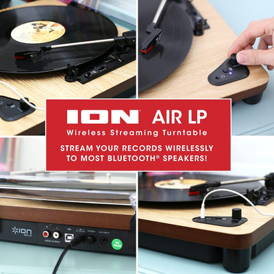 ION Audio Air LP - Vintage USB Bluetooth Plattenspieler mit drei Geschwindigkeitsstufen und Vinyl zu