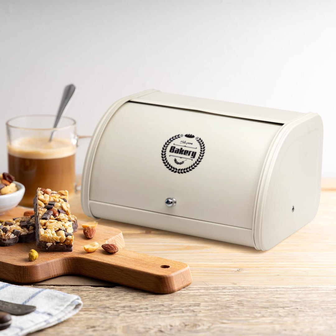 HollyHOME Brotkasten mit Edelstahlgehäuse, Metall-Brotkästen für die Küche, Brotaufbewahrungsbehälte