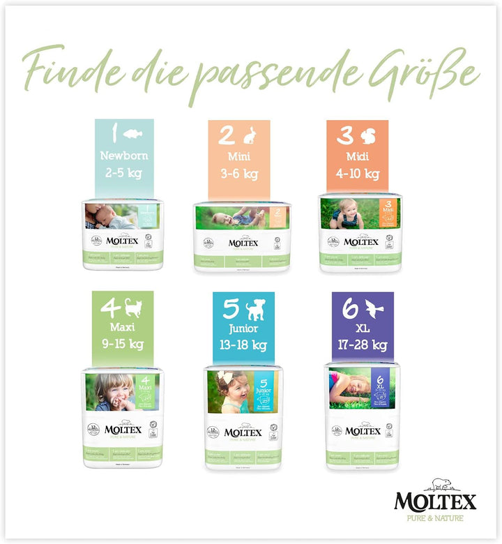 Moltex Pure & Nature Öko Windeln Grösse 3 Midi (4-10 kg) Monatsbox 198 Bio Windeln Grösse: 3, Gr