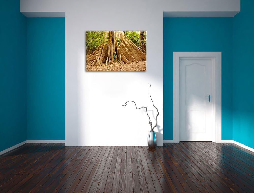 Mächtiger Urwald Baum Format: 100x70 auf Leinwand, XXL riesige Bilder fertig gerahmt mit Keilrahmen,