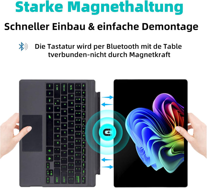 Deutsche QWERTZ Layout Tastatur für Microsoft Surface Pro 7+/7/6/5/4/3, 12.3 Zoll - Ultraflaches, Bl