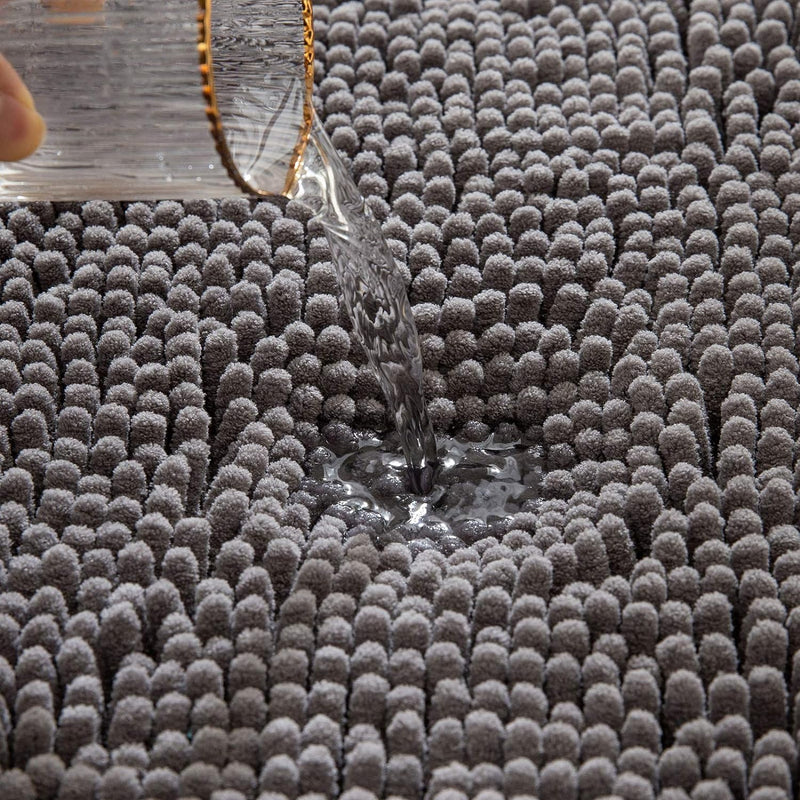 MIULEE 2er-Set Chenille Badezimmerteppich rutschfeste Badematte Badvorleger Waschbar Badteppich Dusc