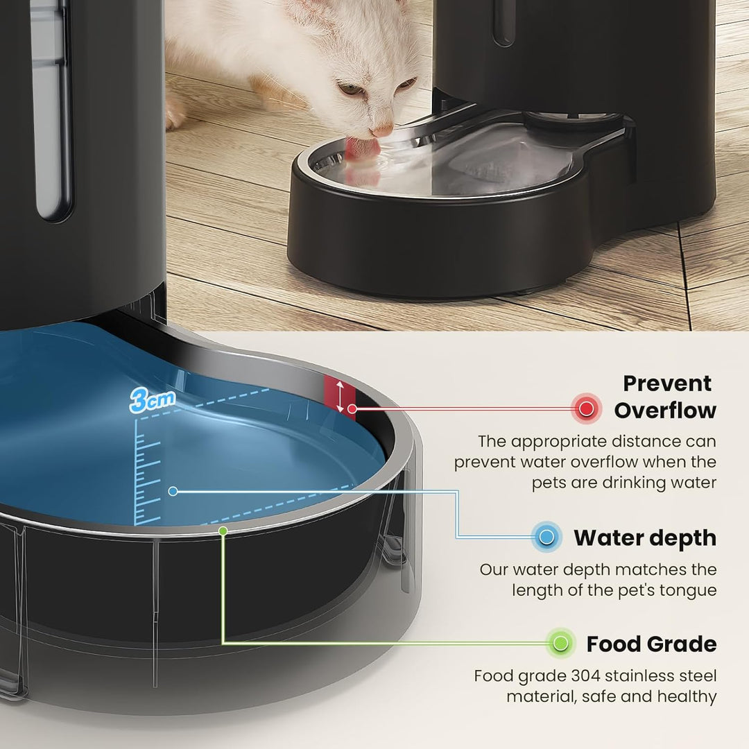 Automatischer 7-Liter-Filter für Hunde und Katzen, Wasserspender mit Edelstahlnapf, Schwerkraft-Bewä
