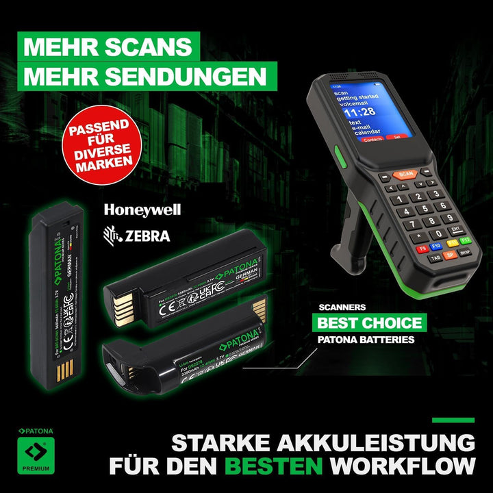 PATONA Premium Akku für Zebra TC21 TC210 TC26 – 3100mAh Li-Ion Ersatzakku für Zebra BT-000409 BT-000