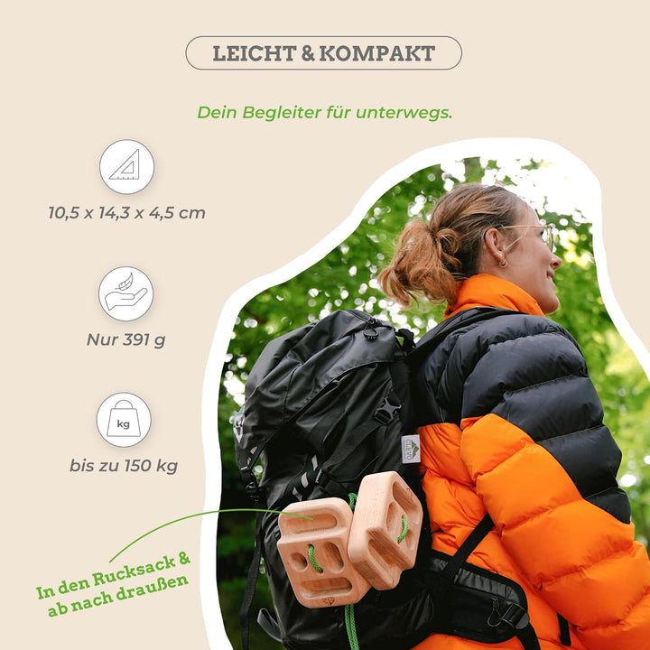 CLEVO - Finger Bloc Mini für Fingerkrafttraining – Kompaktes Fingerboard für Bouldern & Klettern – G