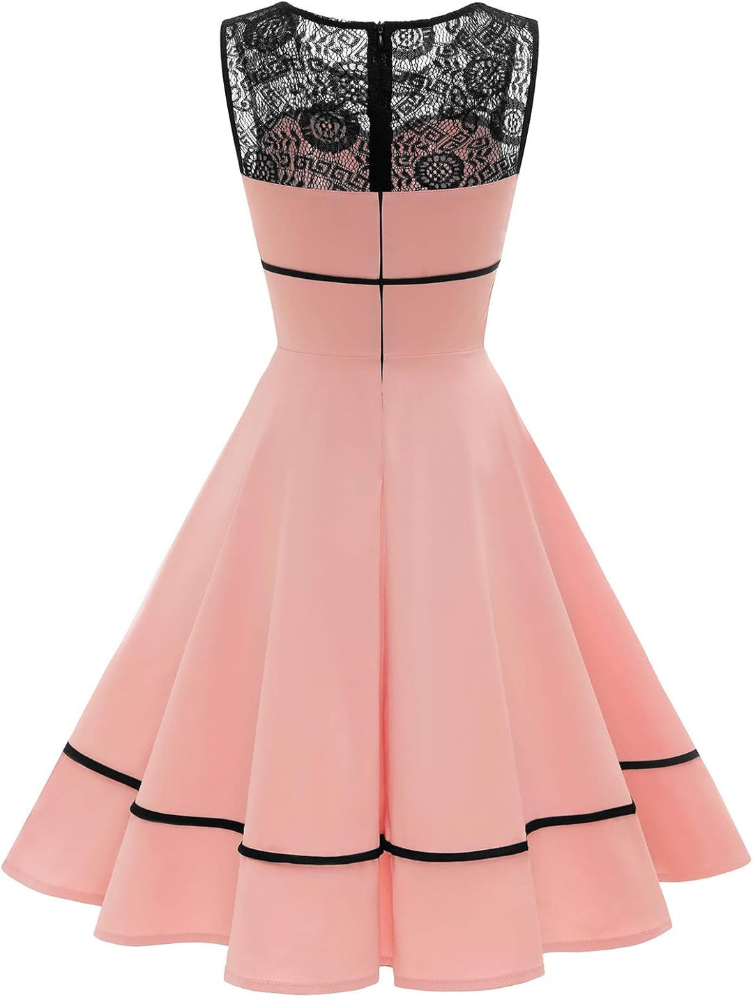 Bbonlinedress Damen Cocktailkleid Rockabilly Spitzenkleid 50er Retro Vintage Faltenrock Elegant Ärme