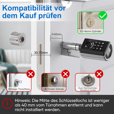 WELOCK ToucA51 Fingerabdruck Passwort Türschloss, Elektronisches Fingerabdruck Pin Code Schloss mit