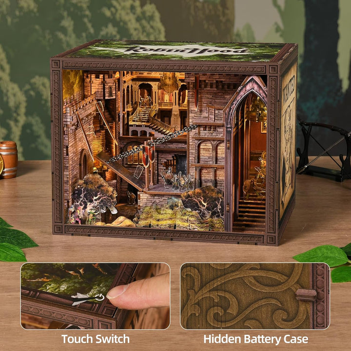 MiniCity Book Nook Kit, DIY Miniatur Puppenhaus Bücherecke Kit für Jugendliche und Erwachsene mit St