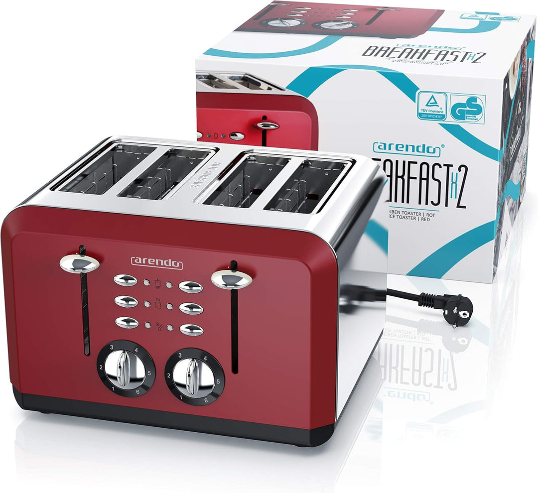 Arendo - Automatik Toaster 4 Scheiben - Edelstahlgehäuse - bis zu vier Sandwich und Toast-Scheiben -