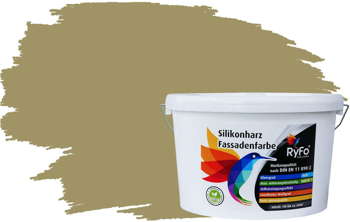 RyFo Colors Silikonharz Fassadenfarbe Lotuseffekt Trend Olivgelb 10l - bunte Fassadenfarbe, weitere