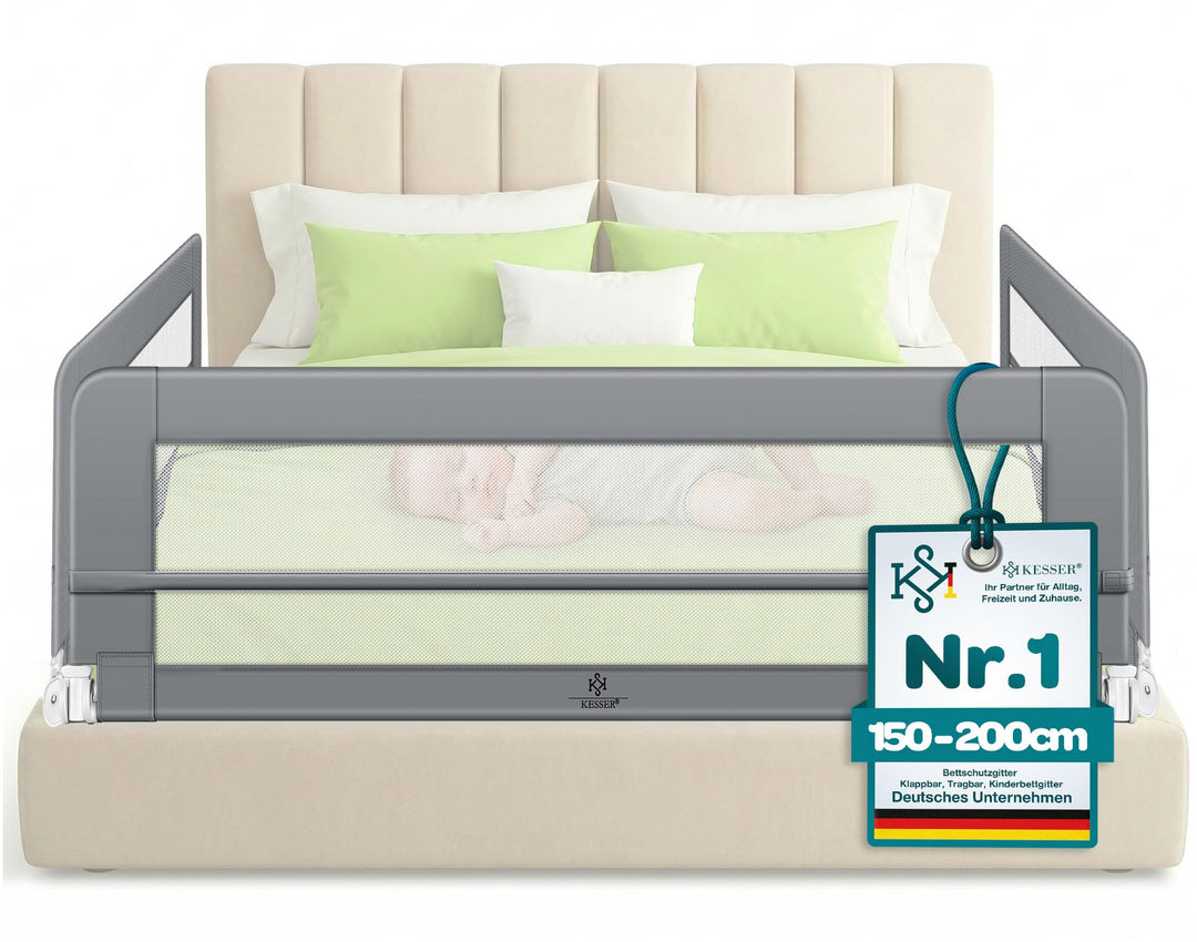 KESSER® Bettgitter 150 cm Bettschutzgitter Kinderbettgitter für Kinder Babybettgitter Klappbar, Trag