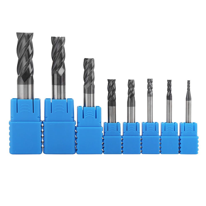 8 Stücke Bohraufsätze / Schaftfräser Set, 2-12mm 4 Flöten Hartmetall-Schaftfräser Set aus Wolframsta
