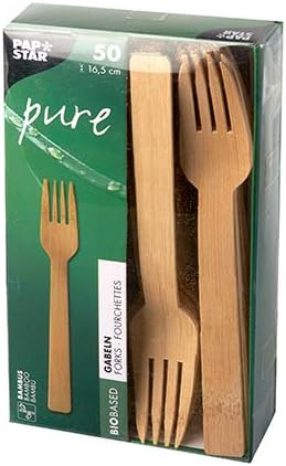 Papstar Gabeln, aus Bambus "pure" 16,5 cm natur 88030 Bambusgabeln Einweggabeln, 1000 Stück
