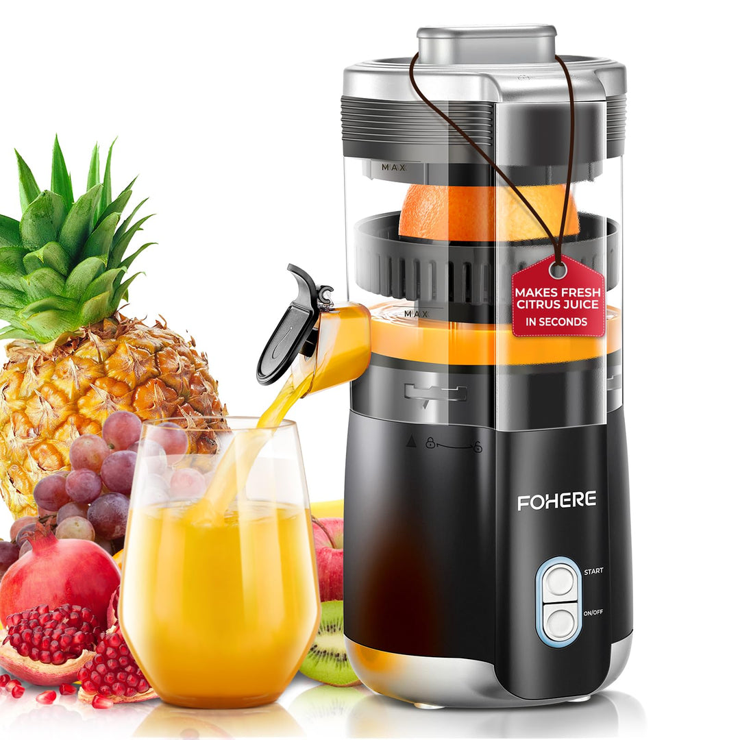 FOHERE Zitruspresse Elektrisch, Automatische Saftpresse Elektrisch Orangenpresse Mit 100 W Leiser Mo