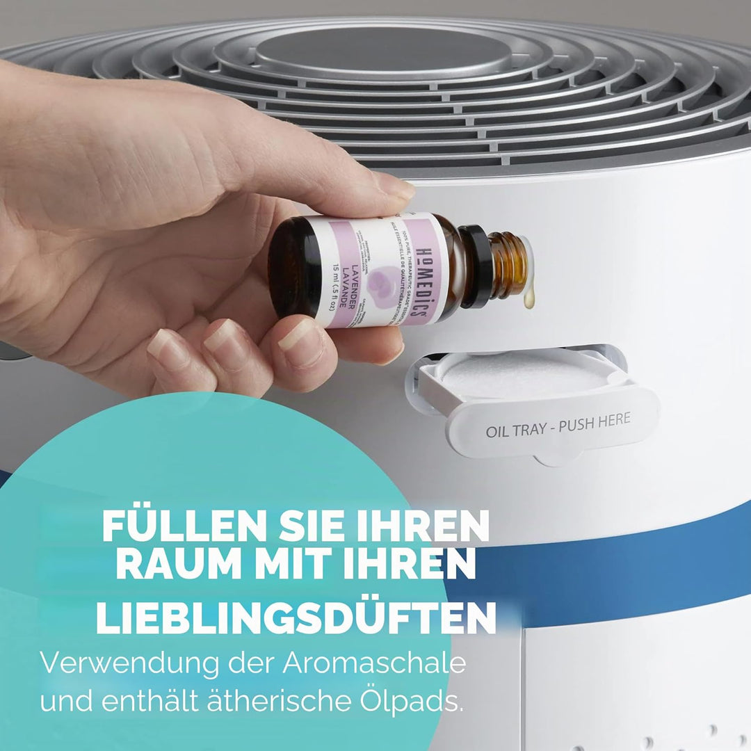 HoMedics 5 in 1 TotalClean Luftreiniger, HEPA- und Aktivkohle-Filtersystem mit Luftaustausch, 4,8 Ma