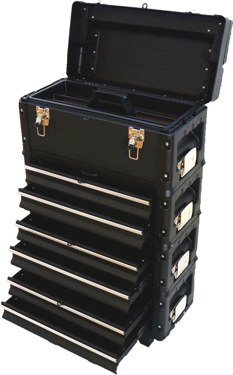 ASS Metall Werkzeugtrolley Werkstattwagen XXL Type: B3-B BLACK EDITION schwarz mit Schubladenverrieg