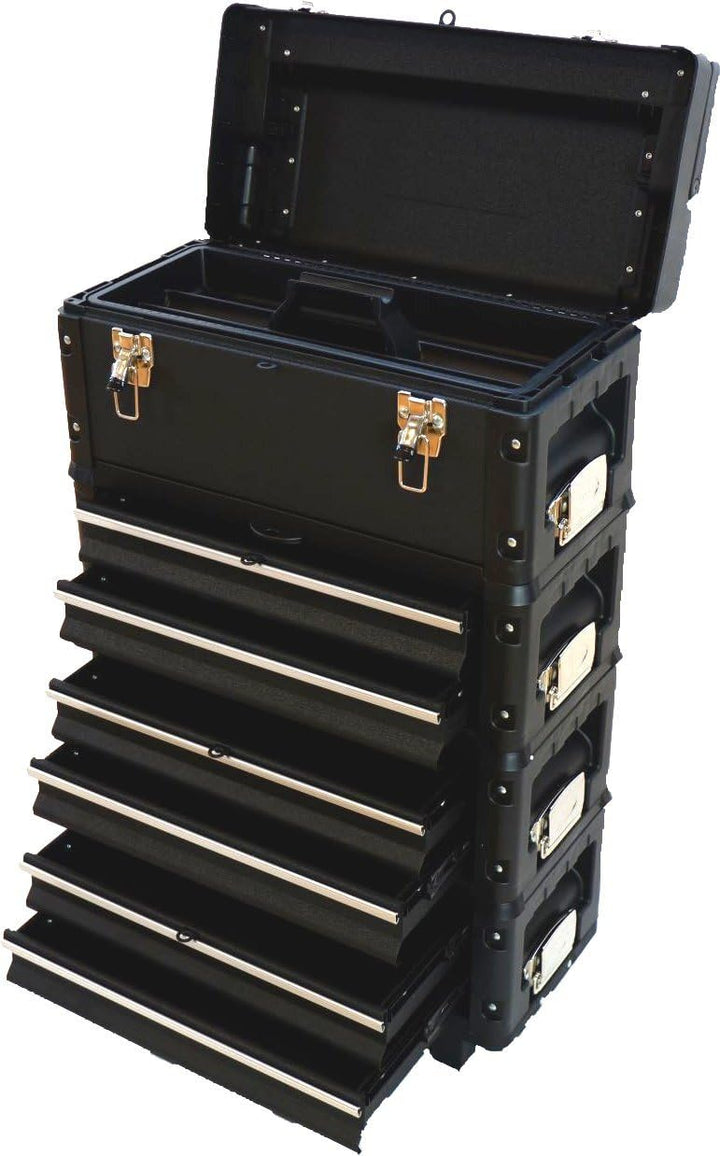 ASS Metall Werkzeugtrolley Werkstattwagen XXL Type: B3-B BLACK EDITION schwarz mit Schubladenverrieg