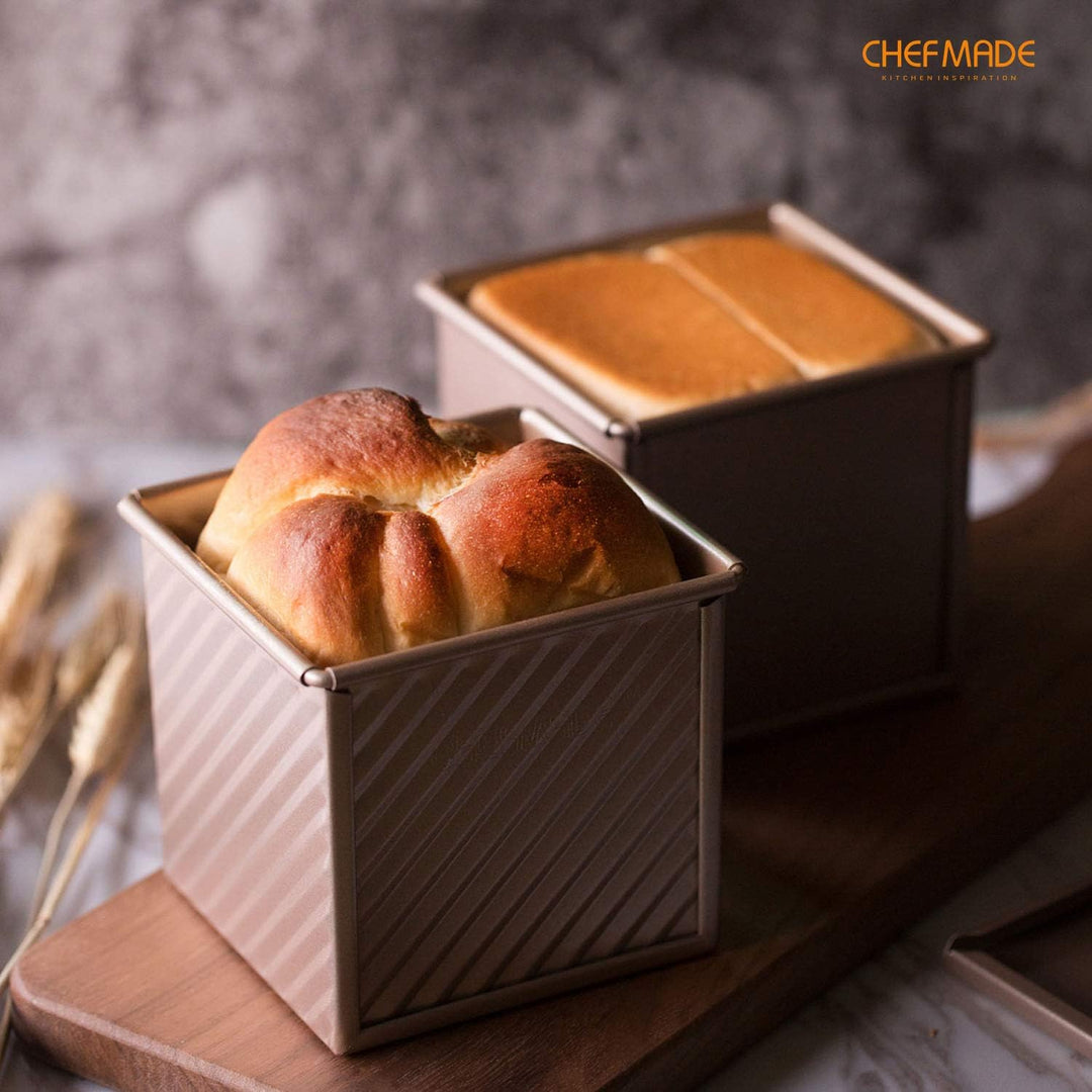 CHEFMADE Pullman Loaf Pan mit Lip, 0,55 Lb Teig Kapazität Nicht-stick Rechteck Well Toast Box für Of