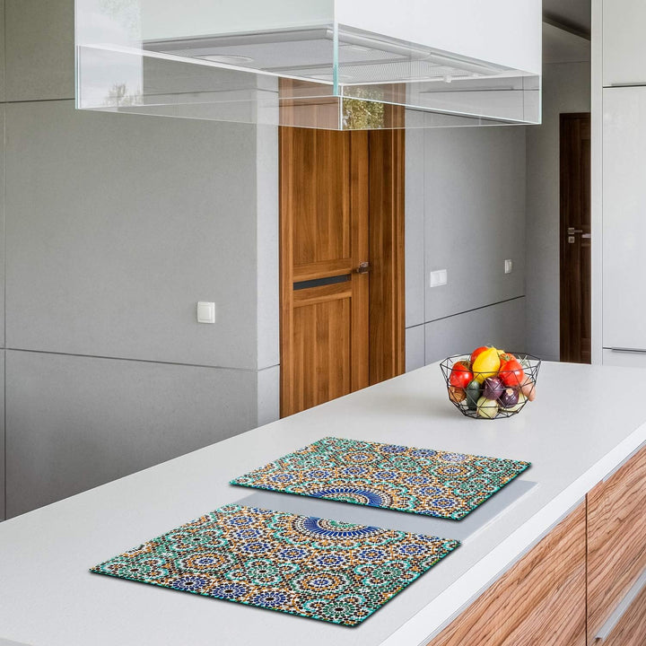TMK | Herdabdeckplatten Set 2x40x52 cm Ceranfeld Abdeckung Glas Spritzschutz Abdeckplatte Glasplatte