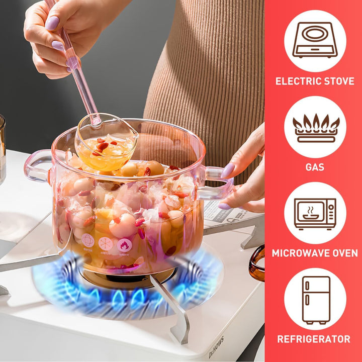 Happyyami Klarer Glastopf Glaspan Hitzebeständige Glas Kochtopf Suppentopf Für Küche Restaurant Koch