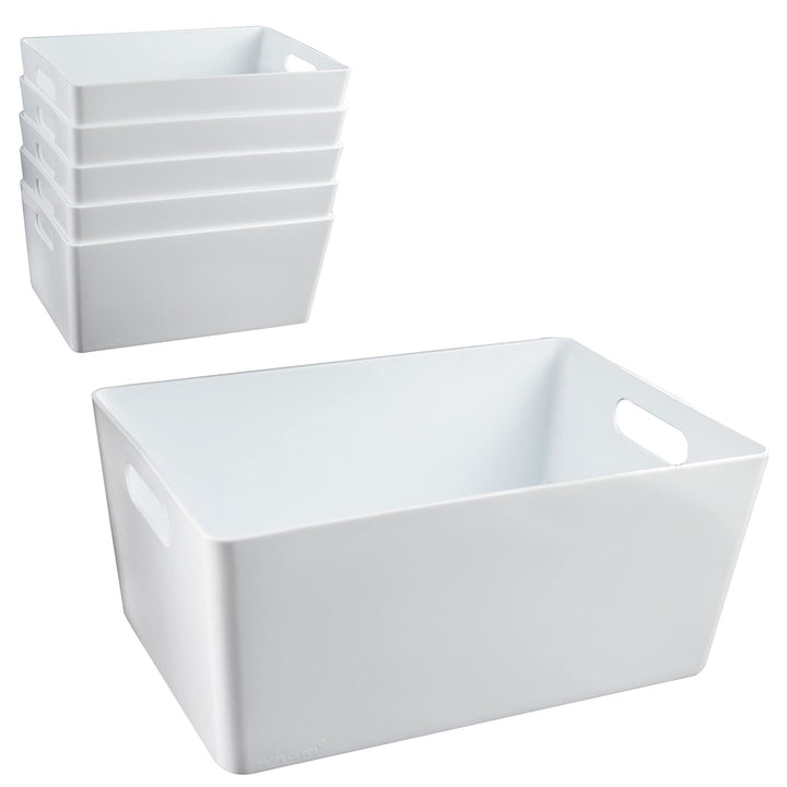 6x Ordnungsboxen - 11 cm hoch - WEIss - 25x17x11cm - 3,9 Liter - DINA5 - Ordnungskorb - Schubladenor