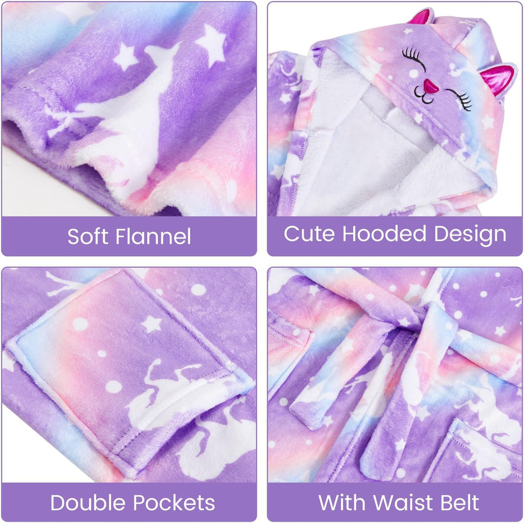 WYTbaby Bademantel Kinder Mädchen Flauschig Fleece bademantel mädchen Lange Ärmel Kinderbademantel m