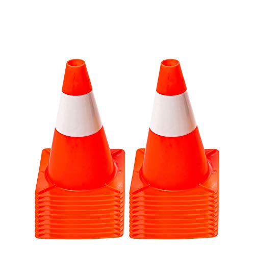 (20er Pack) Flexibarrier Kunststoff Verkehrskegel 30cm (Fluoreszierendes Orange/Weiss) Fluoreszieren