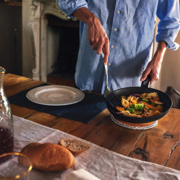 Moneta Etnea Bratpfannen Set 20-24-28, Aluminum, Schwarz - Stein Optik, 28 cm/46 x 29 x 15 cm, Bratp