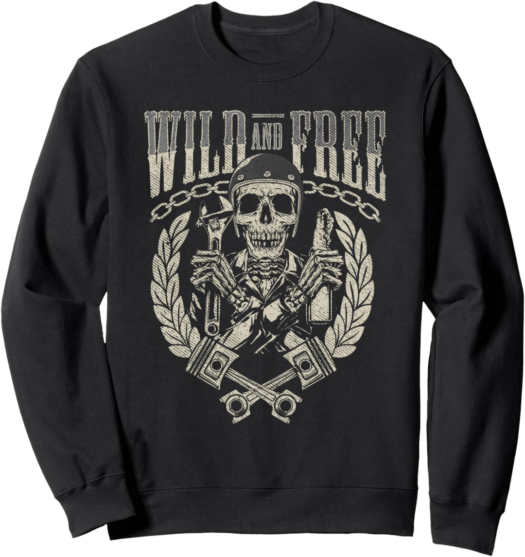 Schädel Motorrad Geschenk Biker wild und frei Sweatshirt