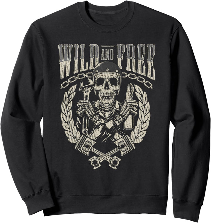 Schädel Motorrad Geschenk Biker wild und frei Sweatshirt