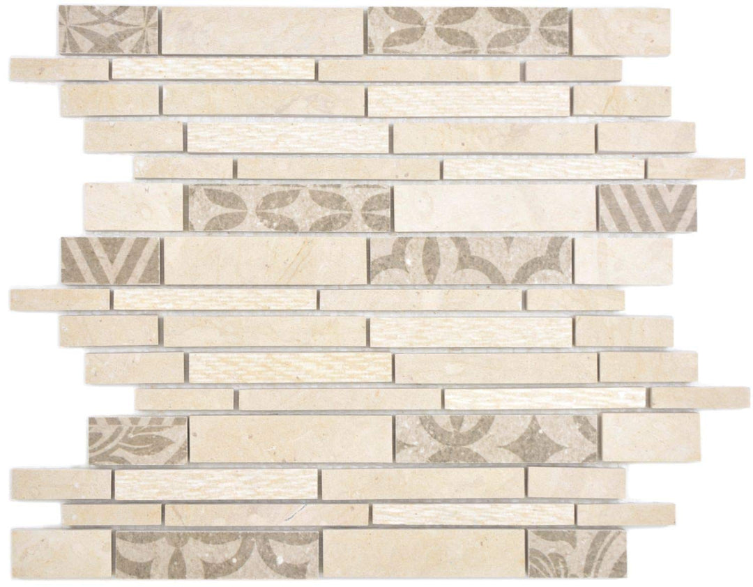 Mosaik Fliese Verbund Marmor/Keramik mix beige für WAND BAD WC KÜCHE Wandverblender Fliesenspiegel V