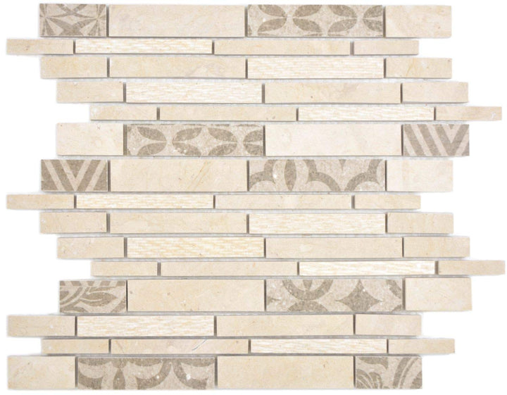 Mosaik Fliese Verbund Marmor/Keramik mix beige für WAND BAD WC KÜCHE Wandverblender Fliesenspiegel V