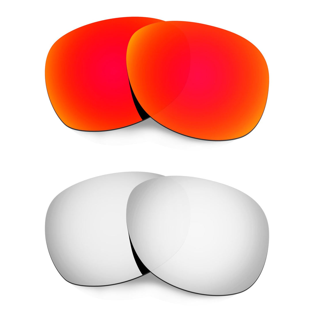 HKUCO Plus Mens Replacement Lenses For Ray-Ban Wayfarer RB2132 55mm Red/Titanium Sunglasses