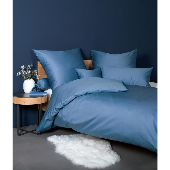 Janine Mako Satin Bettwäsche Uni Colors 155 x 200 cm Jeansblau 1 Bettbezug 155 x 200 cm + 1 Kissenbe