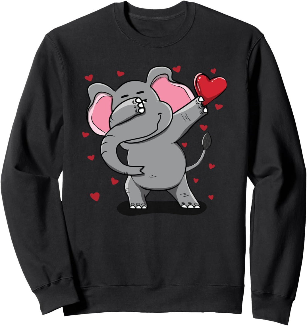 Tupfender Elefant & Herz - Lustige Valentinestag Geschenke Sweatshirt