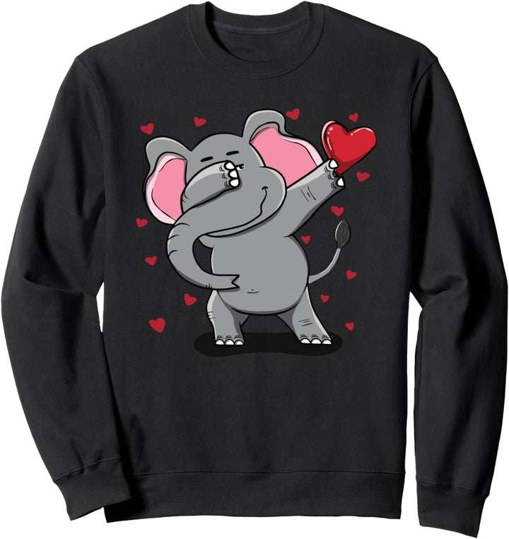 Tupfender Elefant & Herz - Lustige Valentinestag Geschenke Sweatshirt